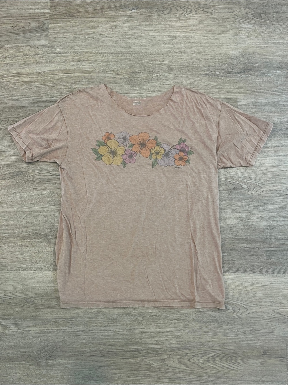 American Eagle Outfitters Dusty Brown Floral Graphic Tee